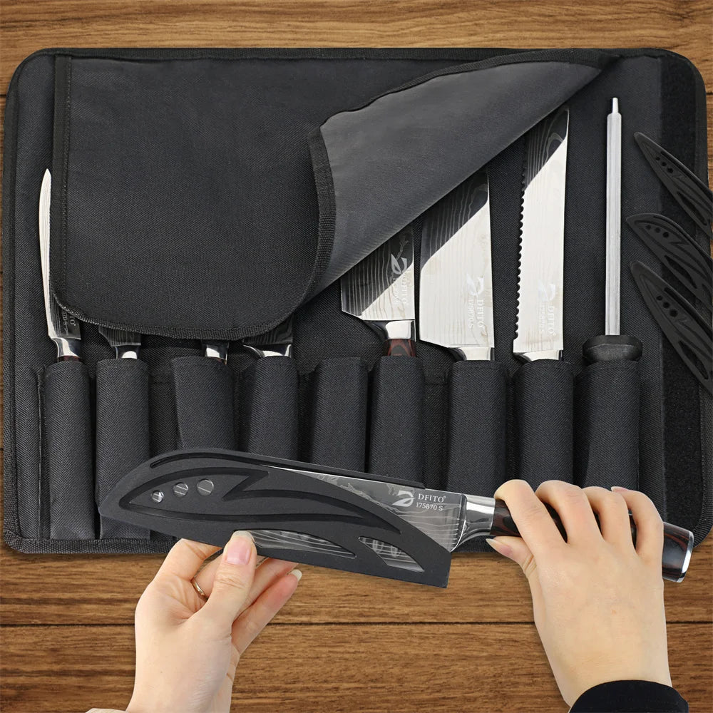 8pcs Kitchen Knife Damascus Stainless + bag