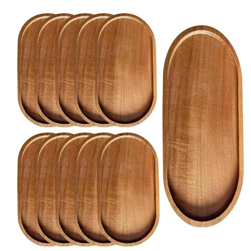 1PCS Tableware Solid Wood Round Dessert Plate Japanese-style Wooden Tray Snack Plate Dried Fruit Plate Wooden Plate