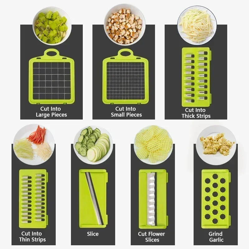14/16 in 1 Handle Multifunctional Vegetable Chopper Food Grate Food Chopper Vegetable Slicer Dicer Cut Kitchen Items cocina