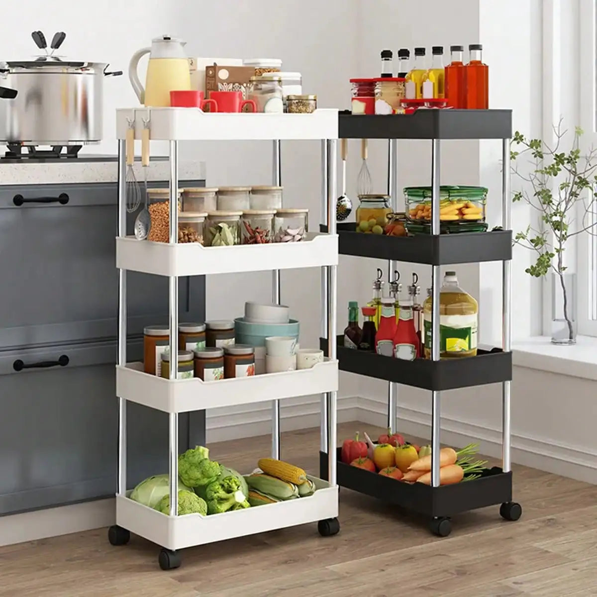 1pcs 3/4 Tier Rolling Utility Cart Storage