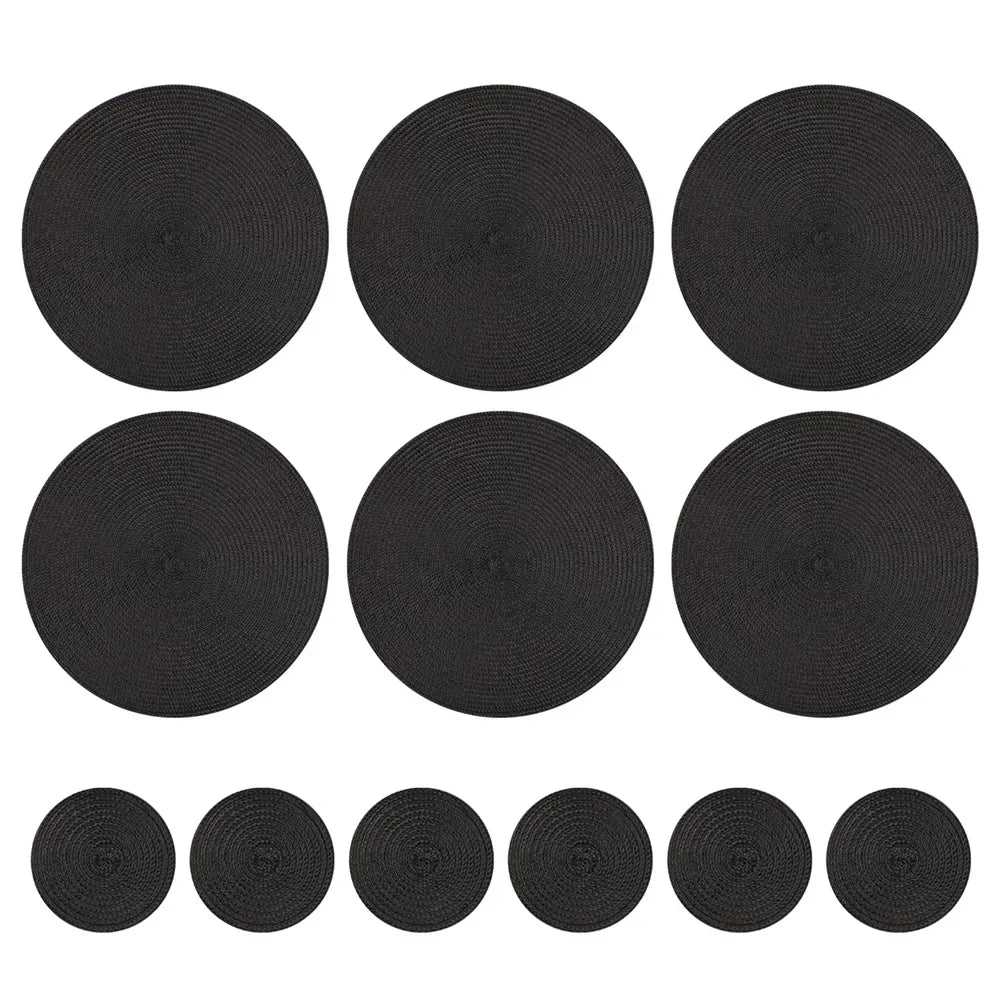 Set of 6 Round Braided Placemats and Coasters