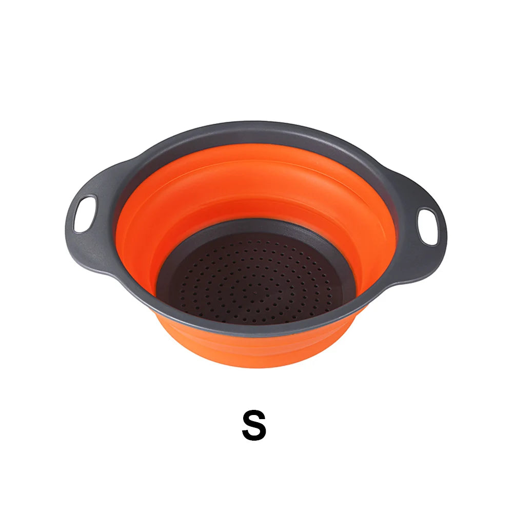 Silicone world Foldable Stretch Drain Basket Fruit Vegetable Washing Basket Strainer Colander Stacked Drainer Kitchen Tools