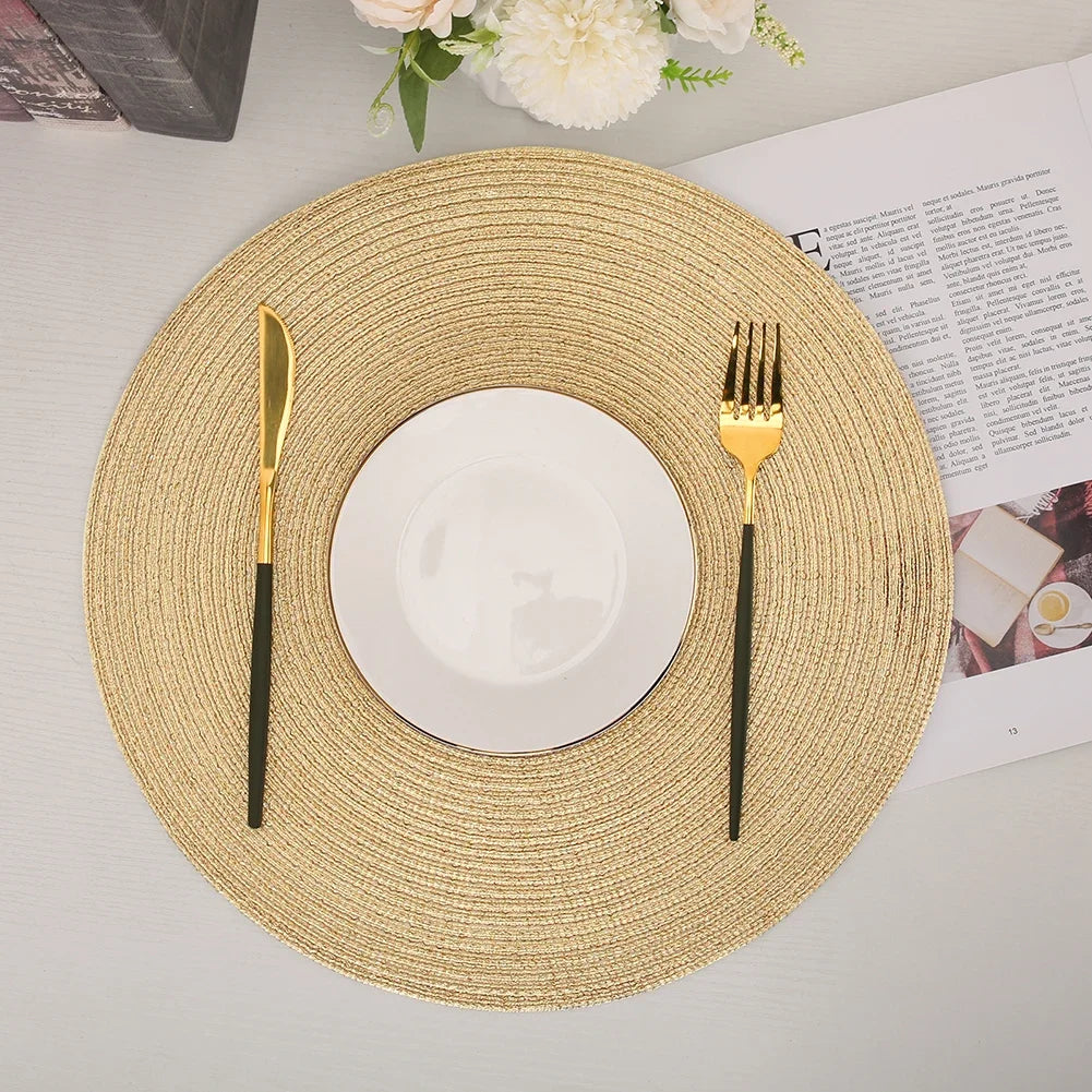 Set of 6 Round Braided Placemats and Coasters