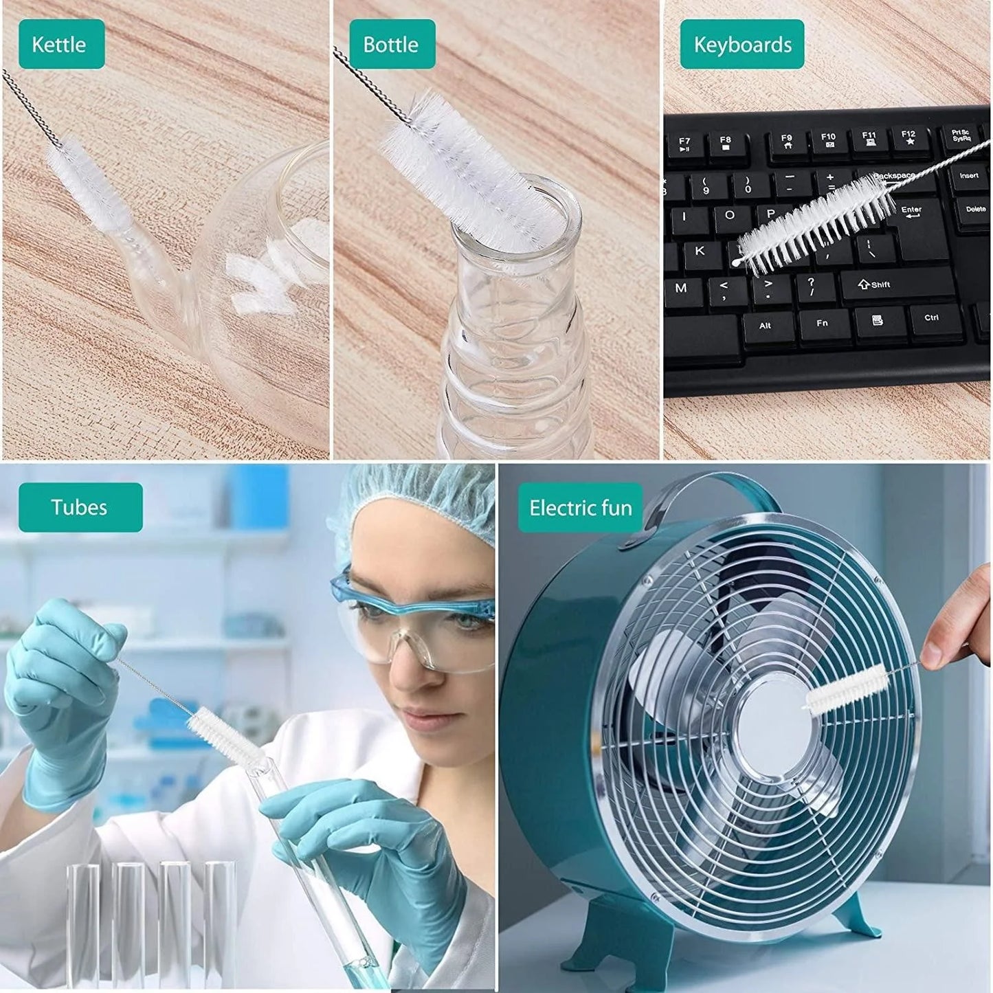 10Pcs/Set Multifunctional Portable Stainless Steel Bottle Brushes
