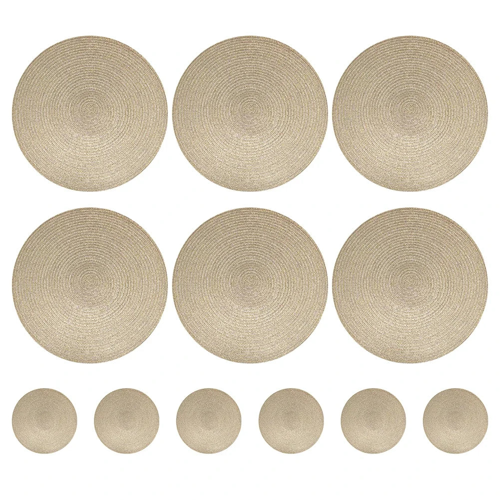 Set of 6 Round Braided Placemats and Coasters
