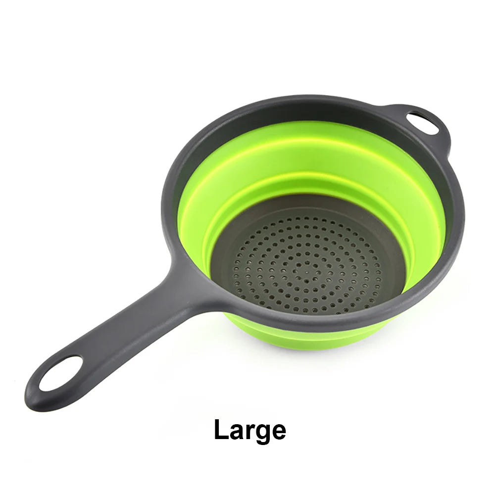 Silicone world Foldable Stretch Drain Basket Fruit Vegetable Washing Basket Strainer Colander Stacked Drainer Kitchen Tools