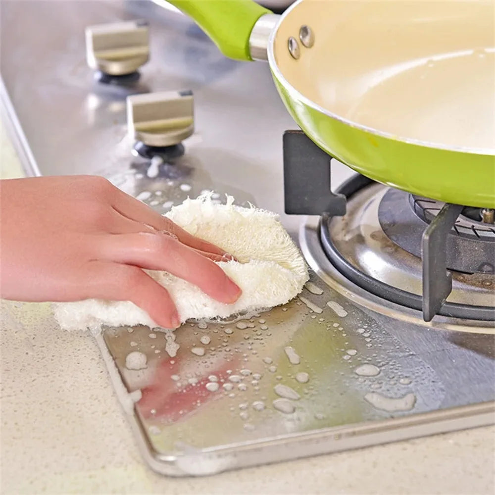5Pcs Natural Luffa Dish Washing Cloth Sponge Loofah Scrub Pad Dish Pot Easy To Clean Scrubber Sponge Kitchen Clean Brushes Pad