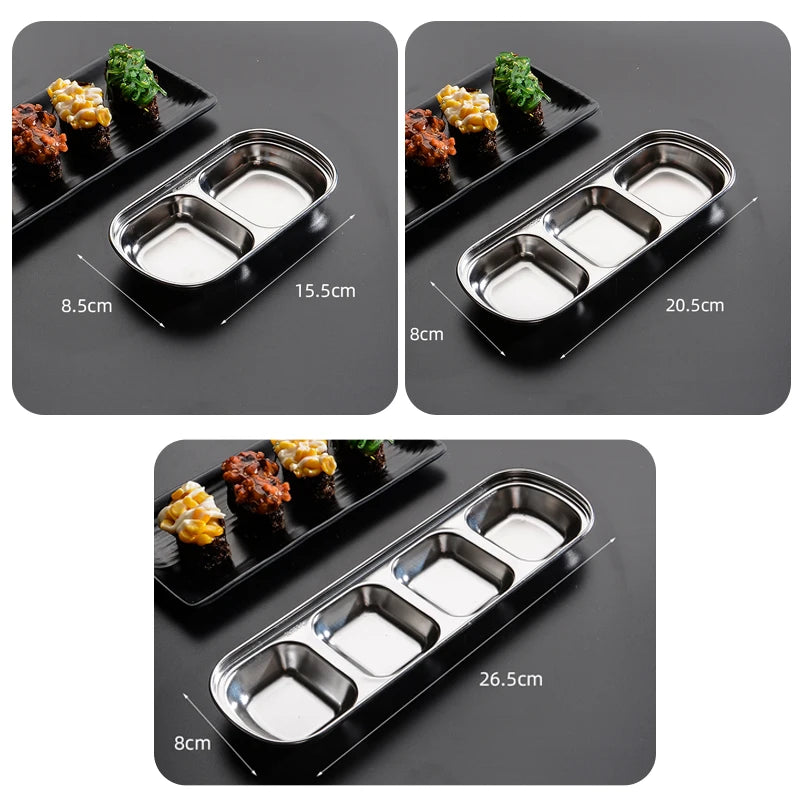 Stainless Steel Divided Dip Bowls