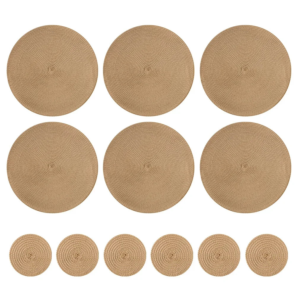 Set of 6 Round Braided Placemats and Coasters