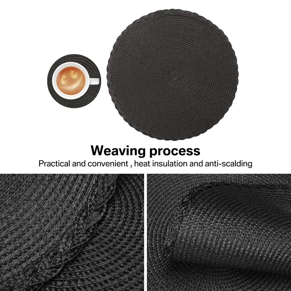 Set of 6 Round Braided Placemats and Coasters