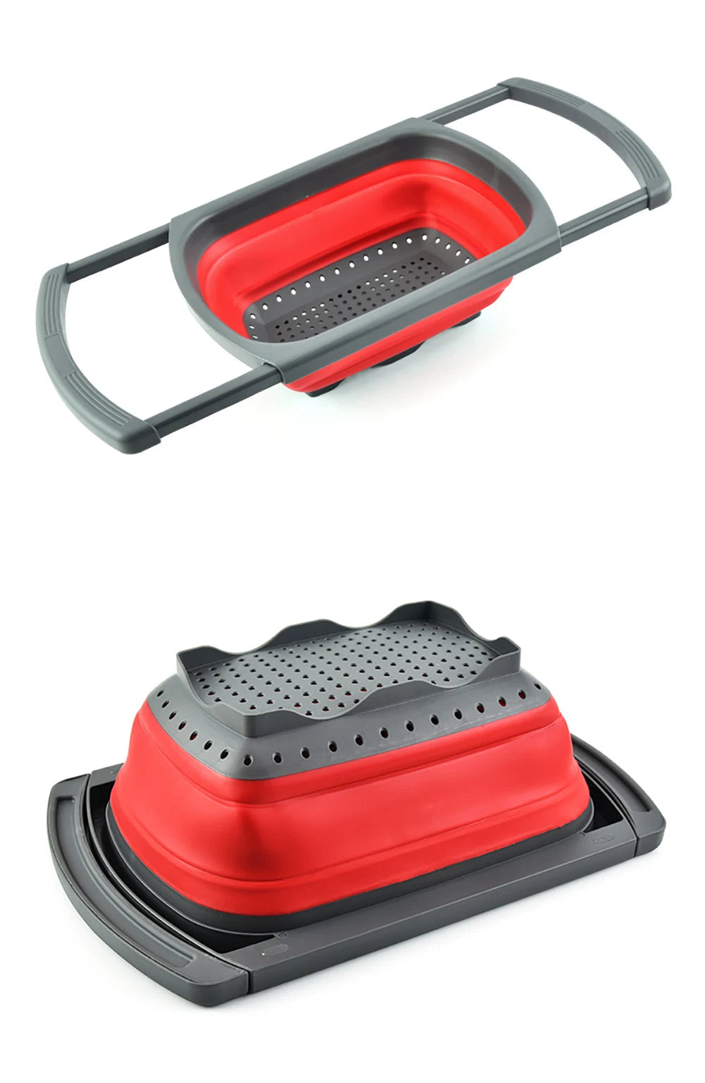 Silicone world Foldable Stretch Drain Basket Fruit Vegetable Washing Basket Strainer Colander Stacked Drainer Kitchen Tools