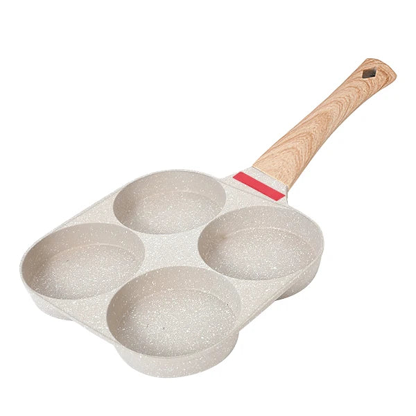 Non Stick 4-Cup Egg Frying Pan with flipping Lid Aluminum Pancake Egg Cooker with Spatula and Brush Burgers Omelet Cooking Pan