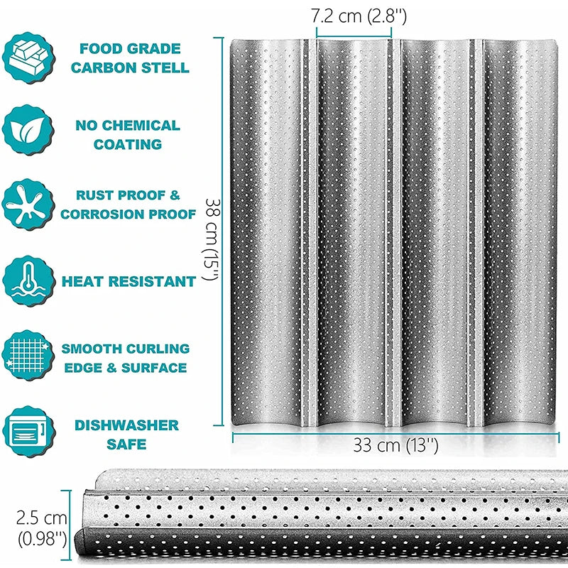 Nonstick Perforated French Bread Baking Pan