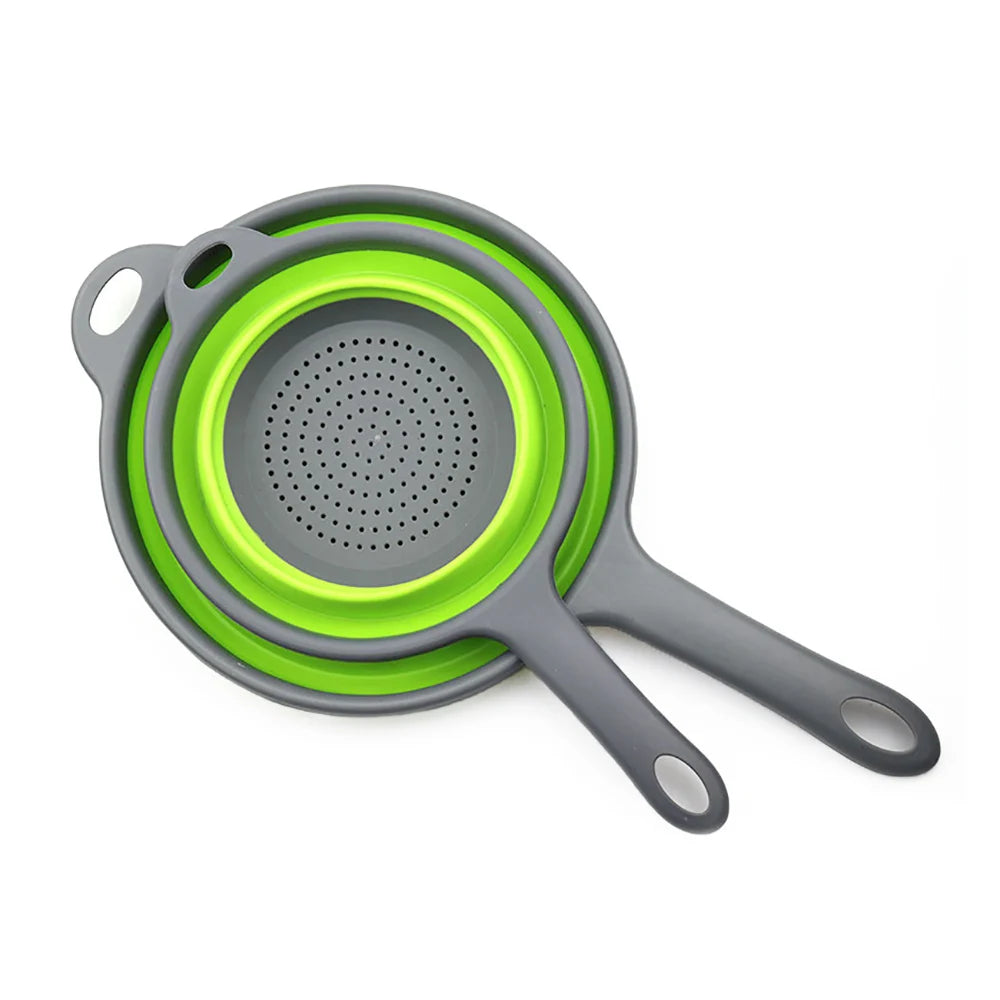 Silicone world Foldable Stretch Drain Basket Fruit Vegetable Washing Basket Strainer Colander Stacked Drainer Kitchen Tools