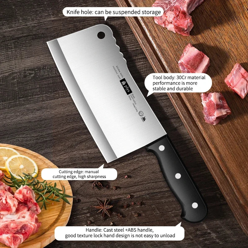 Kitchen Chopping Bone Knife Stainless Steel Sharp Meat Cleaver Household Kitchen Knife Cutting Vegetables and Mincing Meat