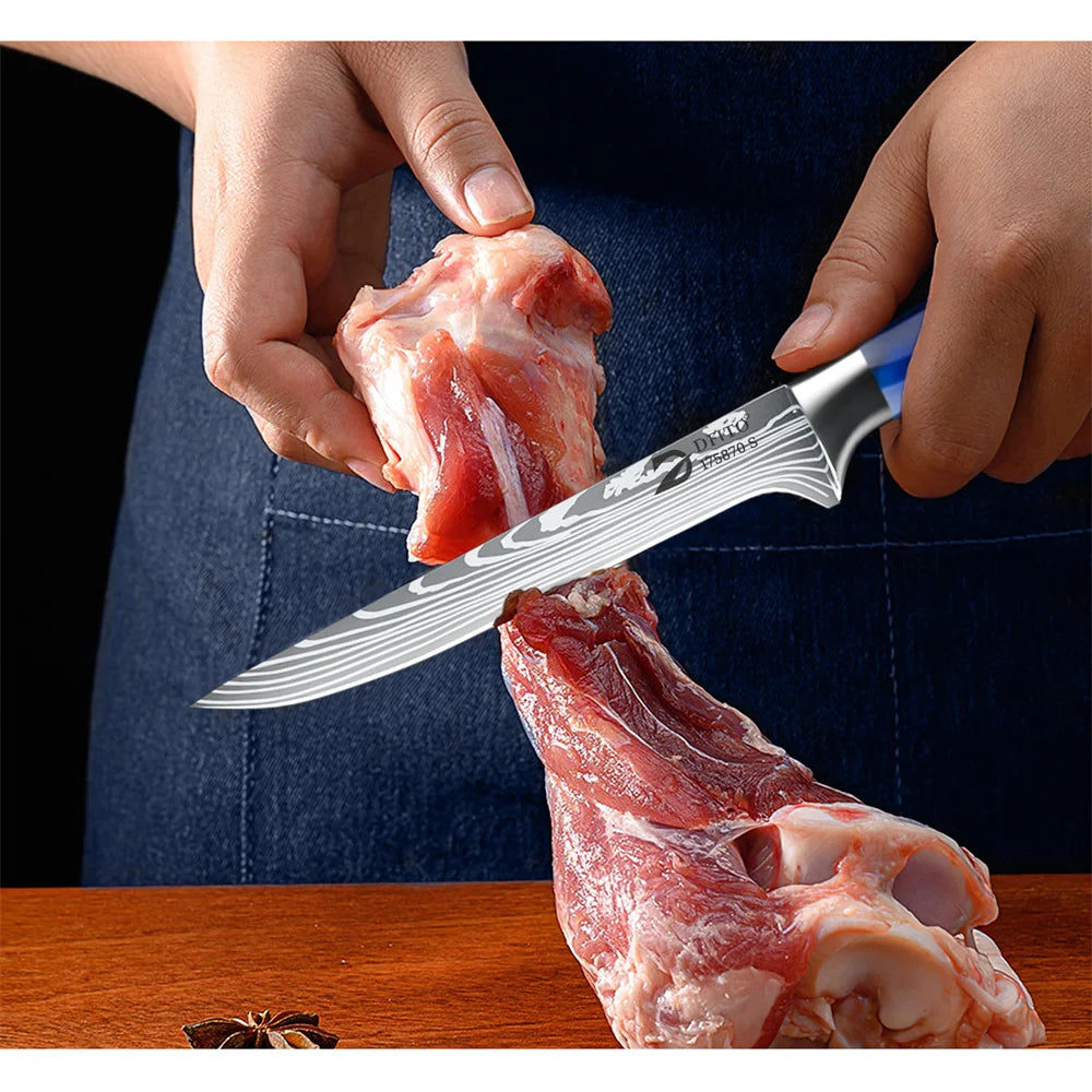8pcs Kitchen Knife Damascus Stainless + bag