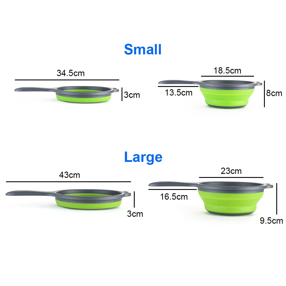 Silicone world Foldable Stretch Drain Basket Fruit Vegetable Washing Basket Strainer Colander Stacked Drainer Kitchen Tools