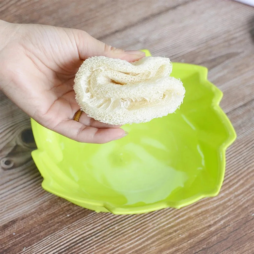 5Pcs Natural Luffa Dish Washing Cloth Sponge Loofah Scrub Pad Dish Pot Easy To Clean Scrubber Sponge Kitchen Clean Brushes Pad