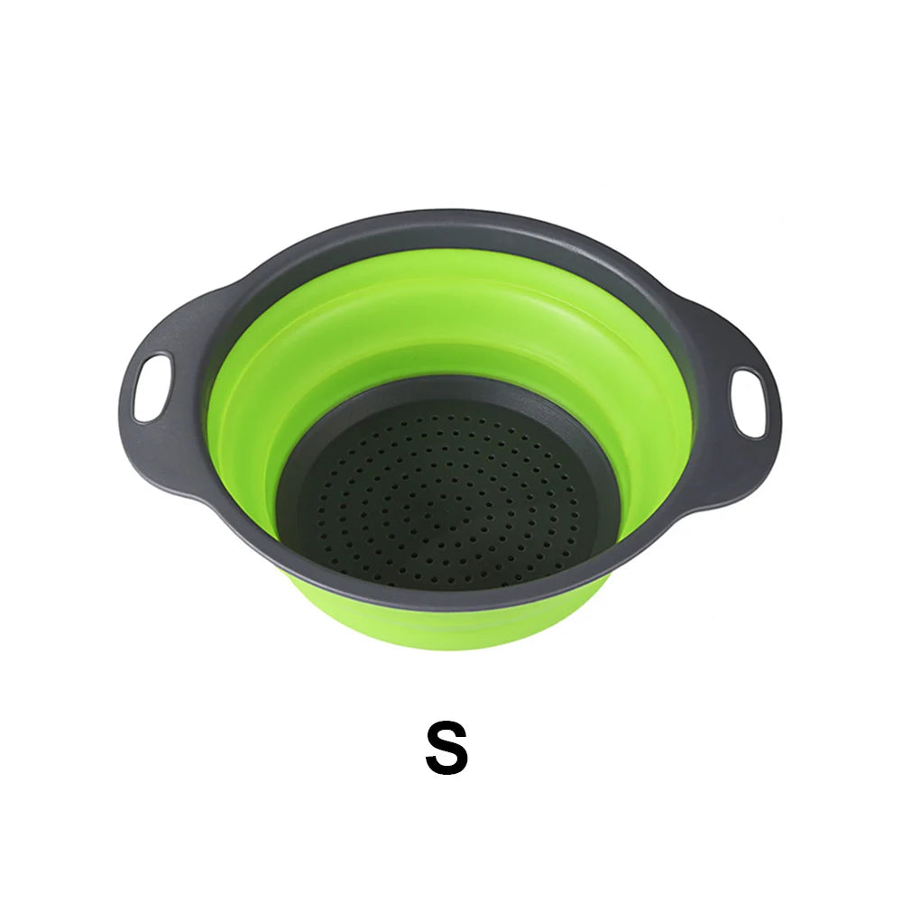 Silicone world Foldable Stretch Drain Basket Fruit Vegetable Washing Basket Strainer Colander Stacked Drainer Kitchen Tools