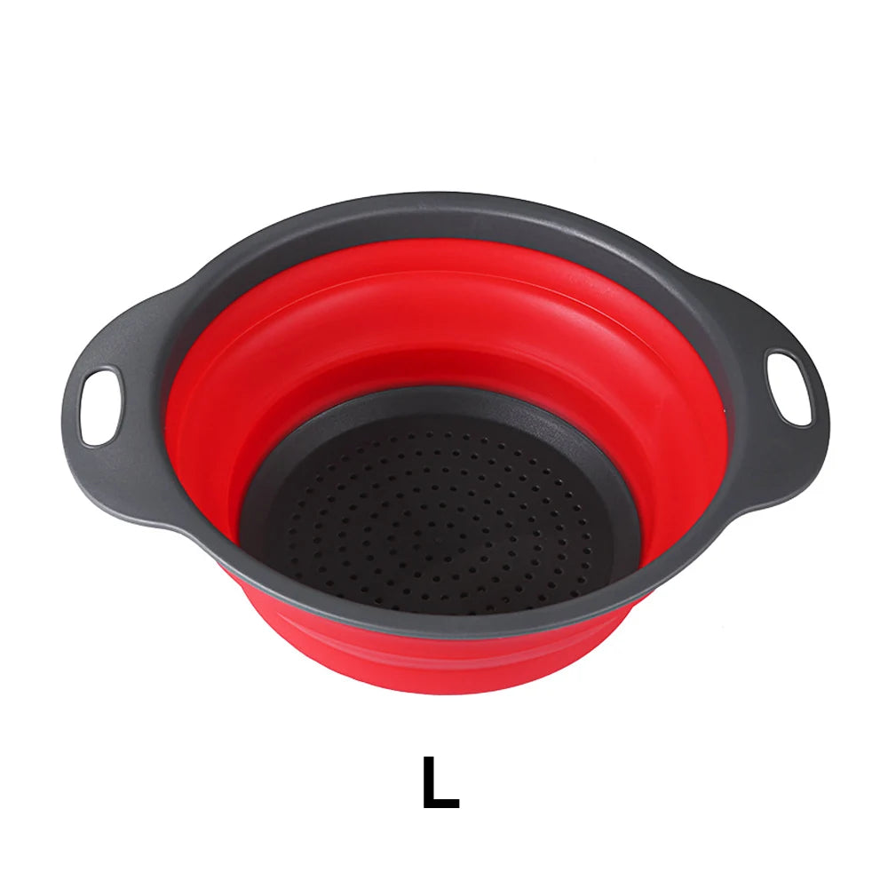 Silicone world Foldable Stretch Drain Basket Fruit Vegetable Washing Basket Strainer Colander Stacked Drainer Kitchen Tools