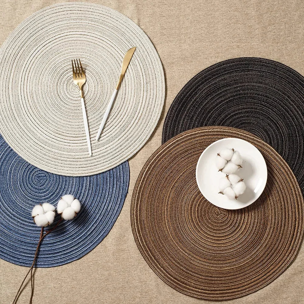 Set of 6 Round Braided Placemats and Coasters