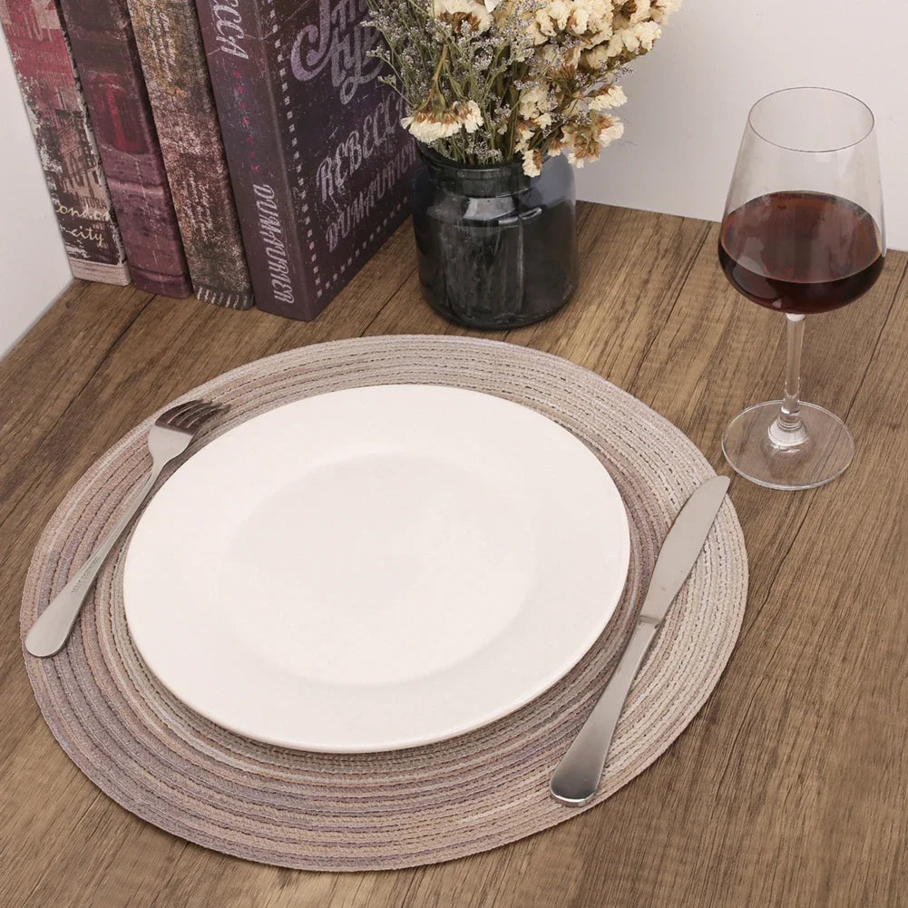 Set of 6 Round Braided Placemats and Coasters