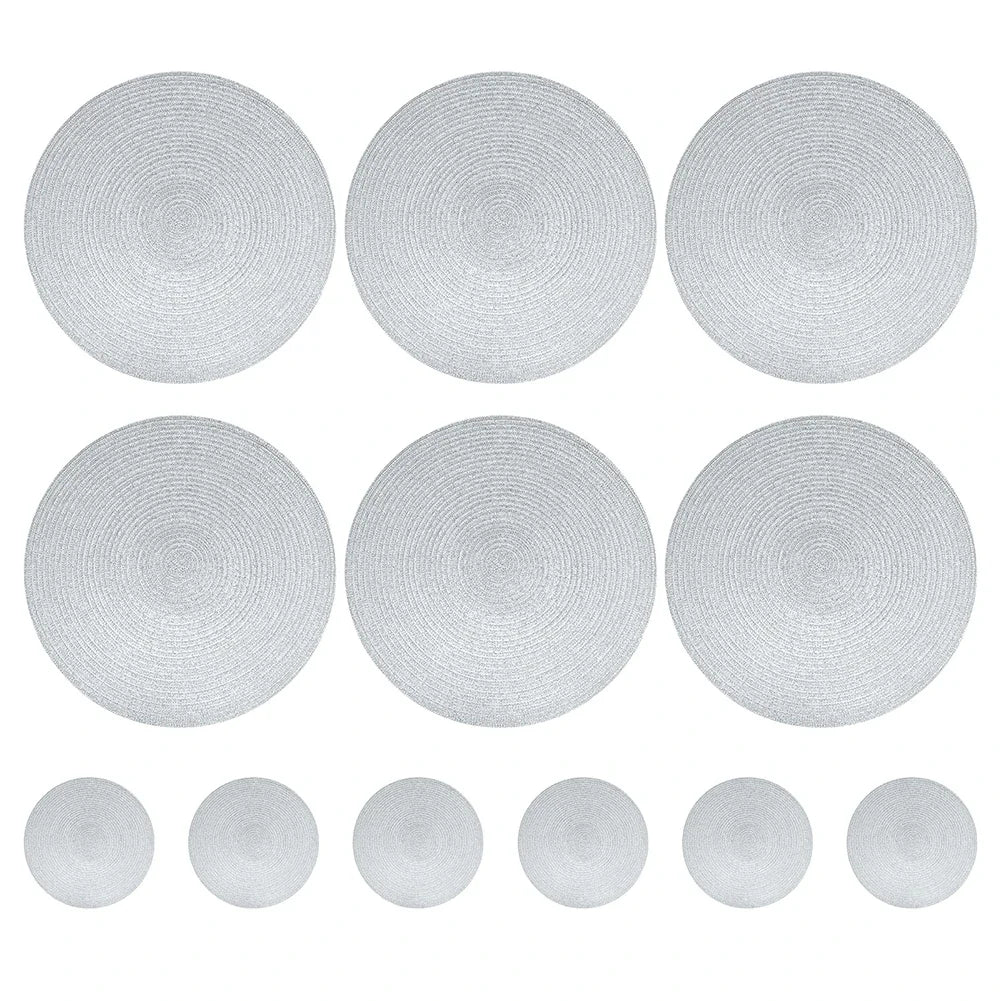 Set of 6 Round Braided Placemats and Coasters