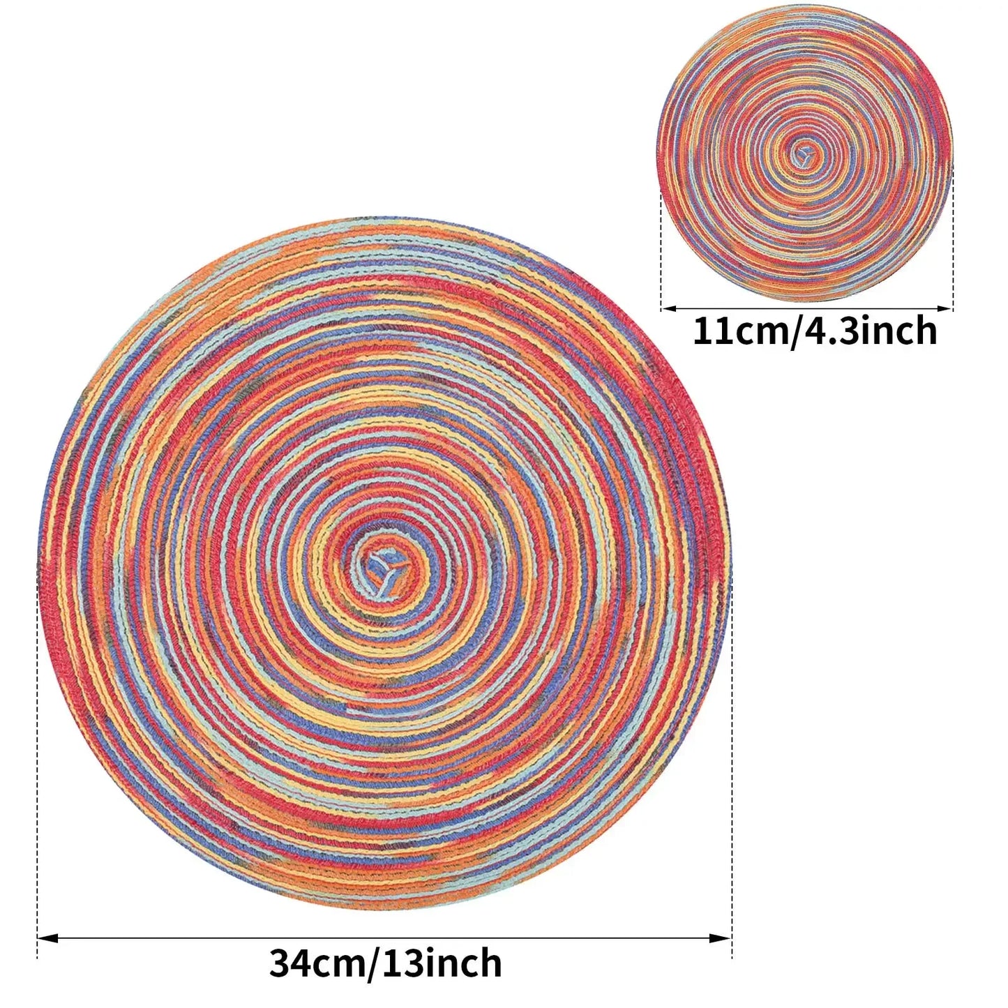 Set of 6 Round Braided Placemats and Coasters