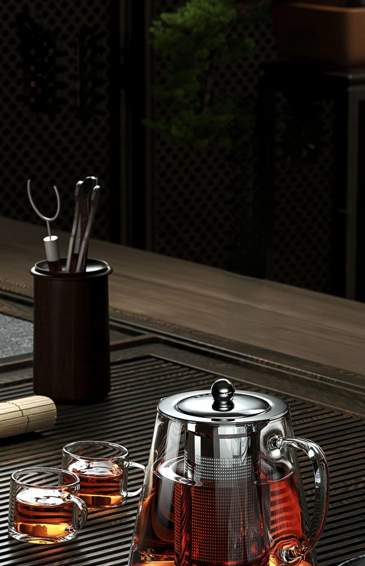 Heat Resistant Glass Teapot with Stainless Steel Tea Strainer Infuser Flower Kettle Kung Fu Teaware Set Puer Oolong Pot