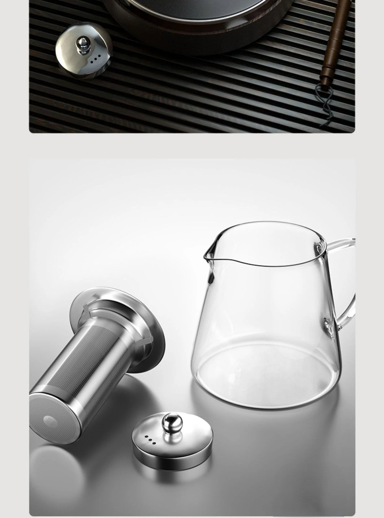 Heat Resistant Glass Teapot with Stainless Steel Tea Strainer Infuser Flower Kettle Kung Fu Teaware Set Puer Oolong Pot