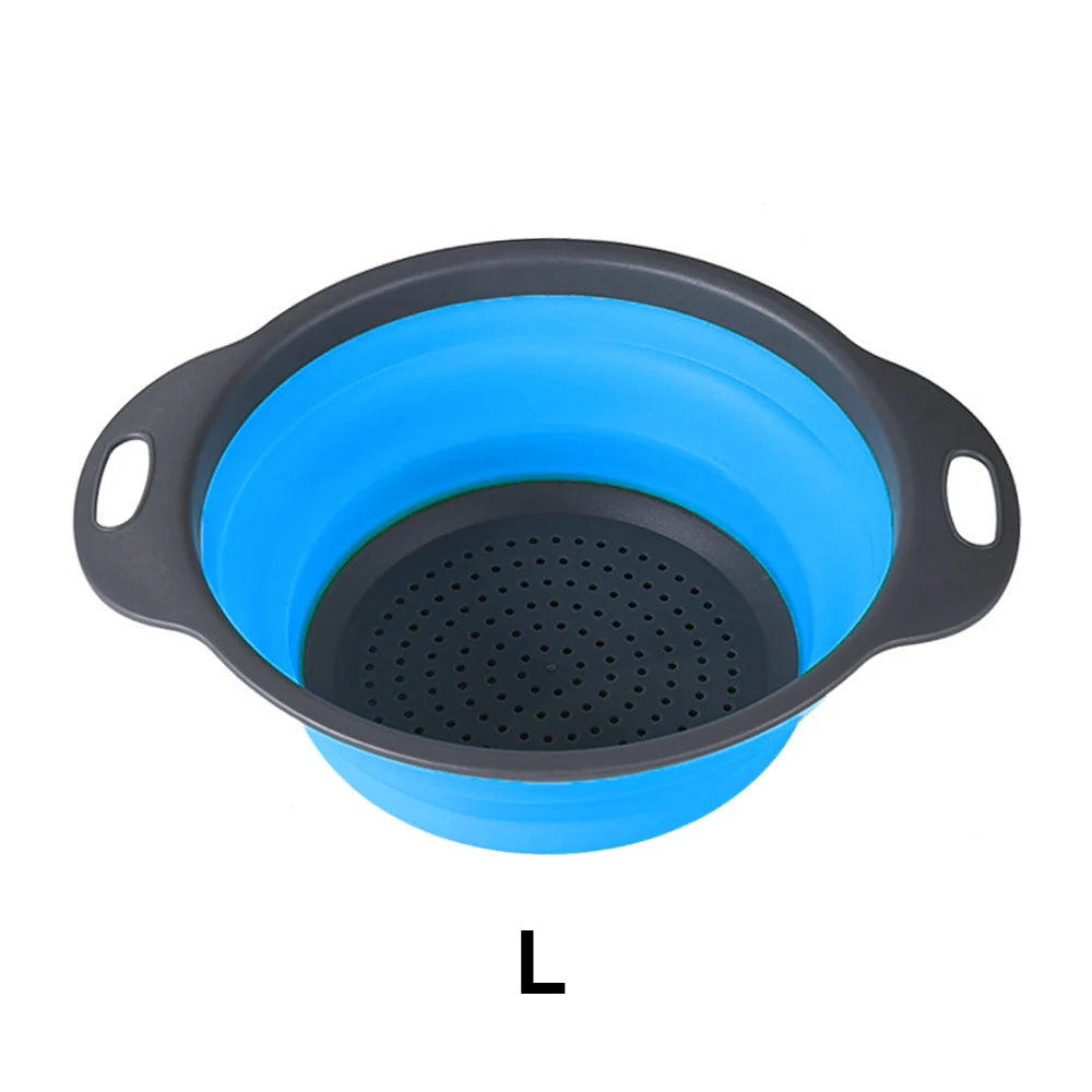 Silicone world Foldable Stretch Drain Basket Fruit Vegetable Washing Basket Strainer Colander Stacked Drainer Kitchen Tools