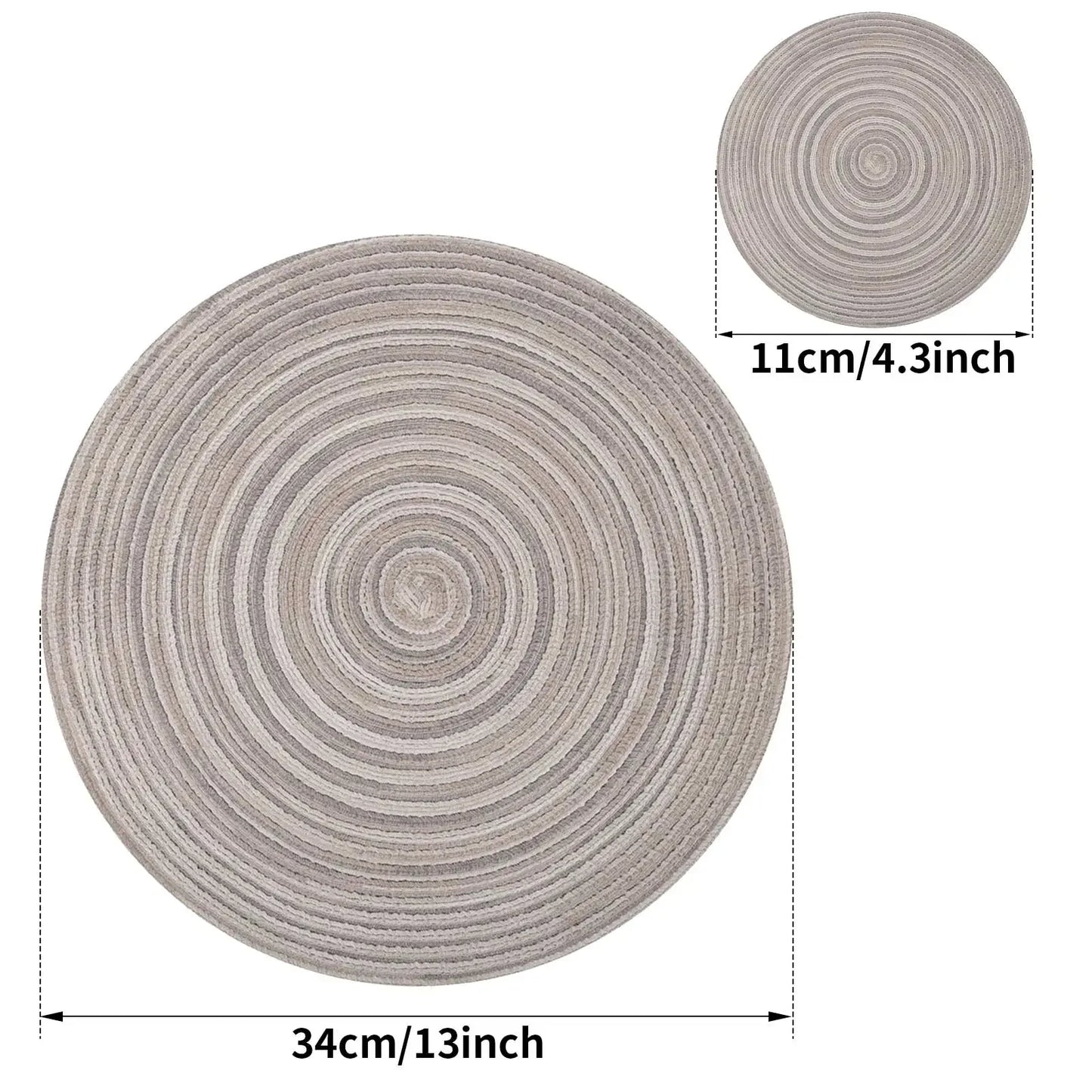 Set of 6 Round Braided Placemats and Coasters