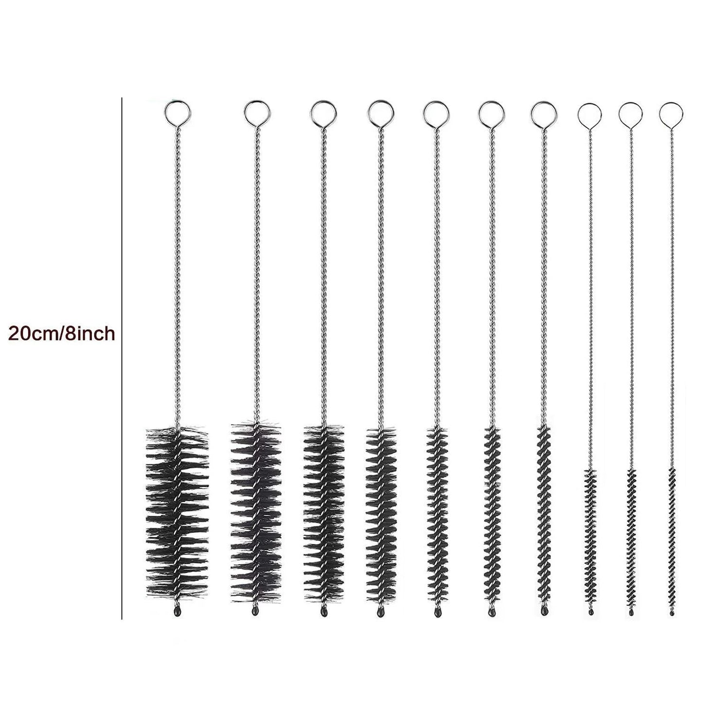 10Pcs/Set Multifunctional Portable Stainless Steel Bottle Brushes