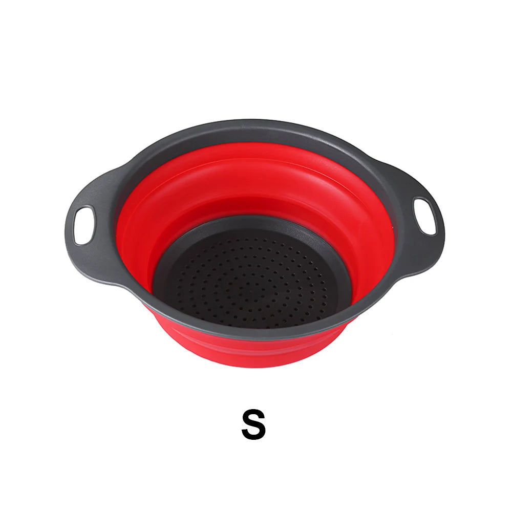 Silicone world Foldable Stretch Drain Basket Fruit Vegetable Washing Basket Strainer Colander Stacked Drainer Kitchen Tools