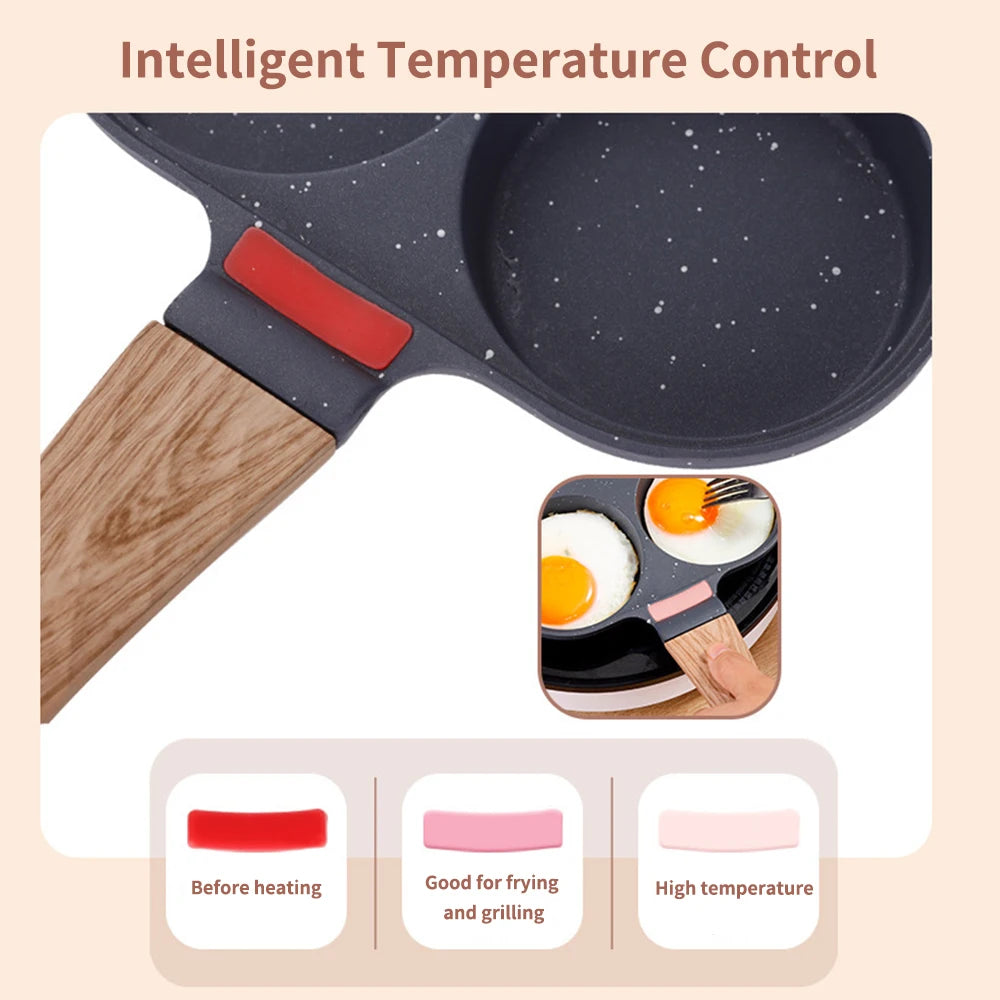 Non Stick 4-Cup Egg Frying Pan with flipping Lid Aluminum Pancake Egg Cooker with Spatula and Brush Burgers Omelet Cooking Pan