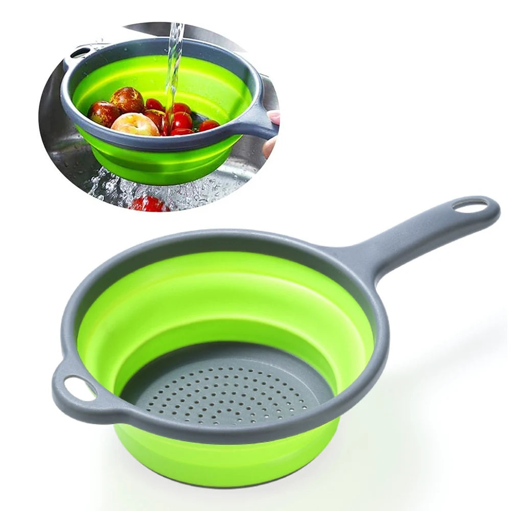 Silicone world Foldable Stretch Drain Basket Fruit Vegetable Washing Basket Strainer Colander Stacked Drainer Kitchen Tools
