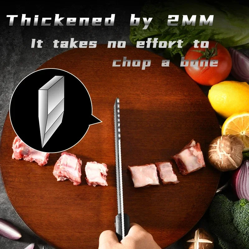 Kitchen Chopping Bone Knife Stainless Steel Sharp Meat Cleaver Household Kitchen Knife Cutting Vegetables and Mincing Meat