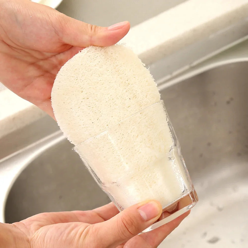 5Pcs Natural Luffa Dish Washing Cloth Sponge Loofah Scrub Pad Dish Pot Easy To Clean Scrubber Sponge Kitchen Clean Brushes Pad