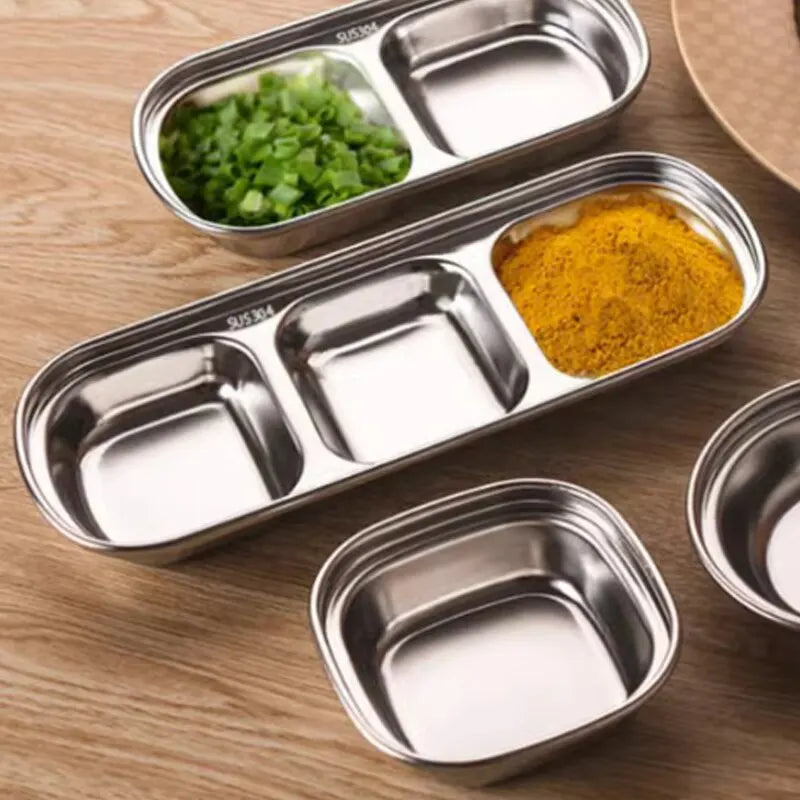Stainless Steel Divided Dip Bowls
