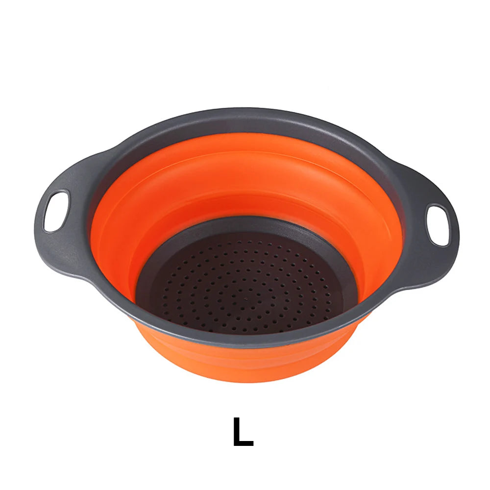 Silicone world Foldable Stretch Drain Basket Fruit Vegetable Washing Basket Strainer Colander Stacked Drainer Kitchen Tools