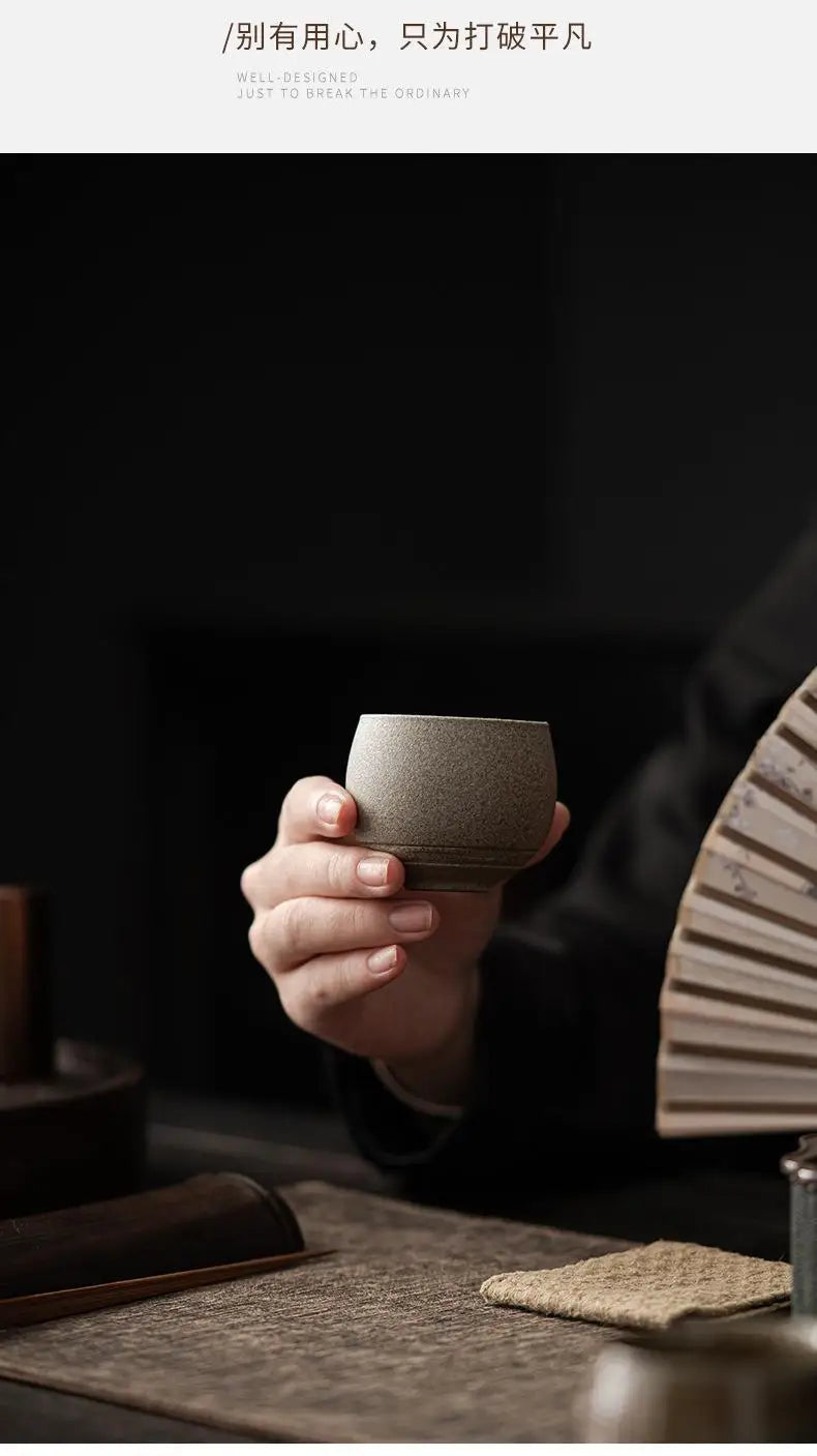 Japanese Handmade Rough Pottery Tea Cup
