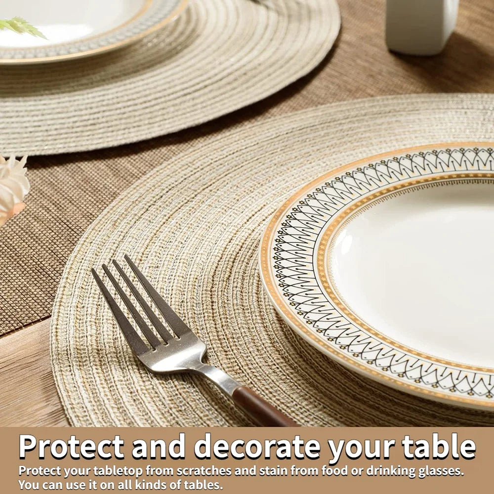 Set of 6 Round Braided Placemats and Coasters