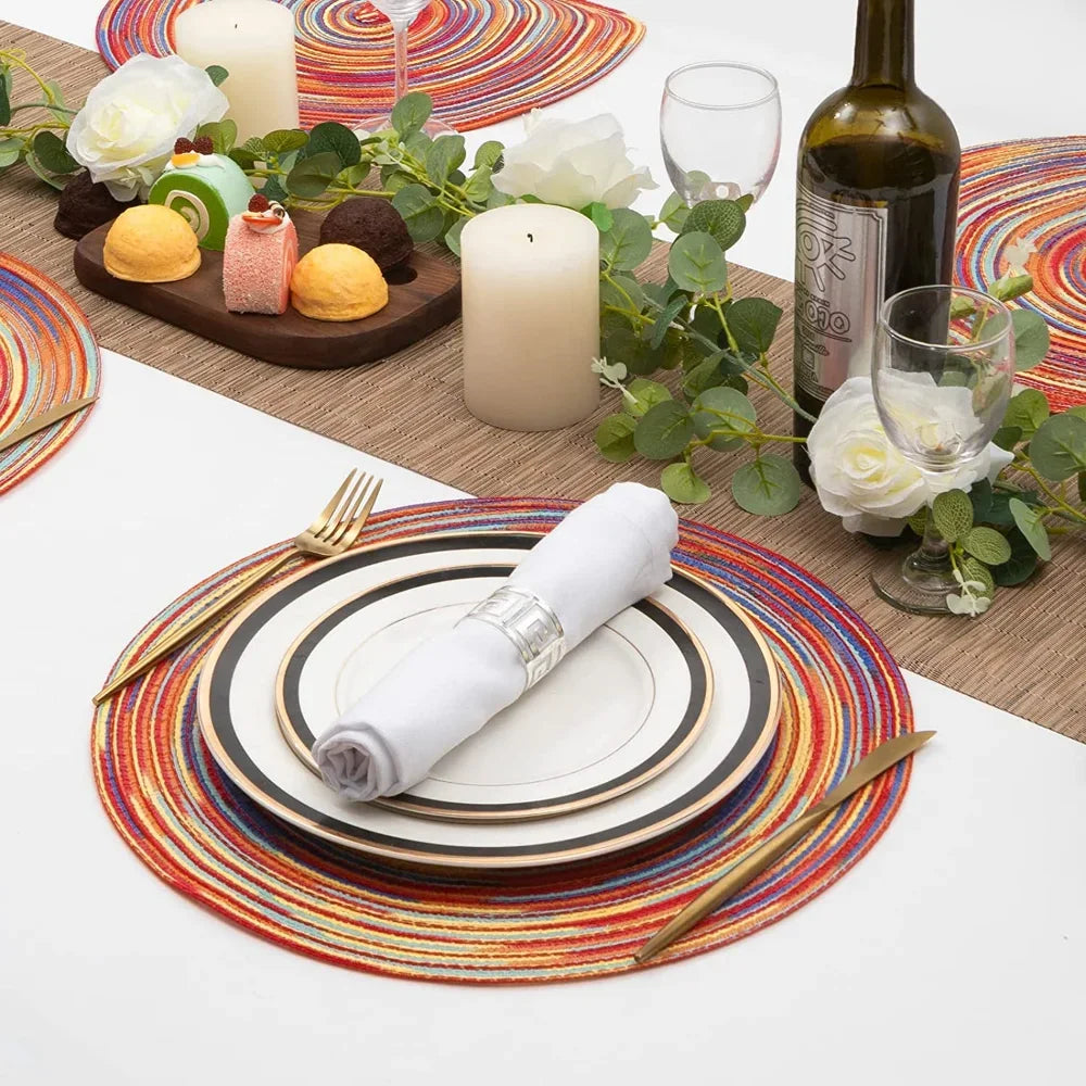 Set of 6 Round Braided Placemats and Coasters