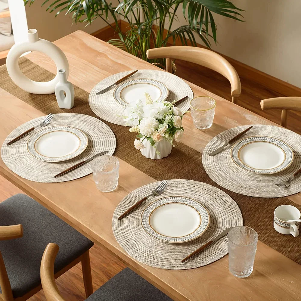 Set of 6 Round Braided Placemats and Coasters