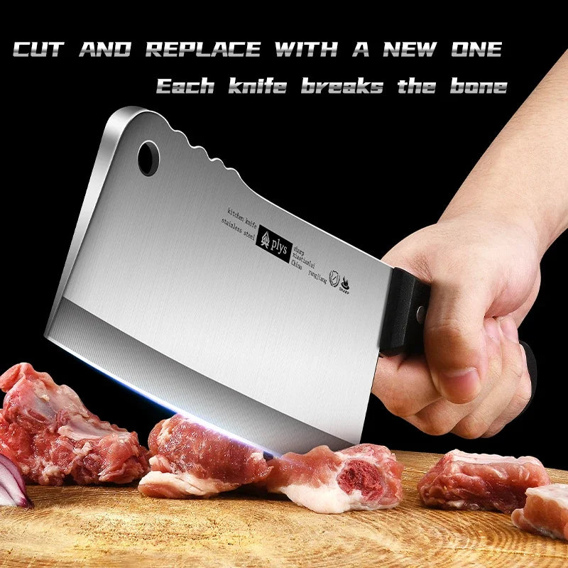 Kitchen Chopping Bone Knife Stainless Steel Sharp Meat Cleaver Household Kitchen Knife Cutting Vegetables and Mincing Meat