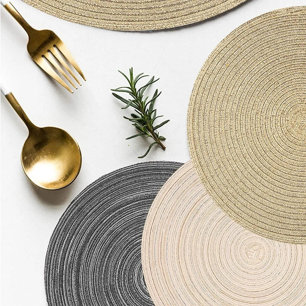 Set of 6 Round Braided Placemats and Coasters