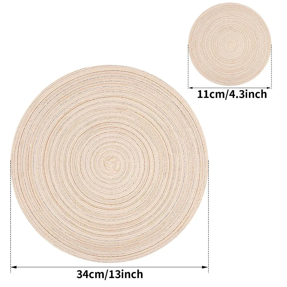 Set of 6 Round Braided Placemats and Coasters