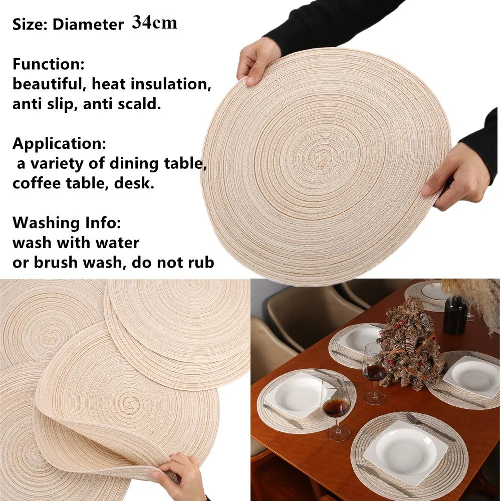 Set of 6 Round Braided Placemats and Coasters