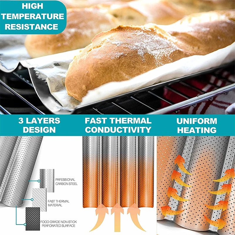Nonstick Perforated French Bread Baking Pan