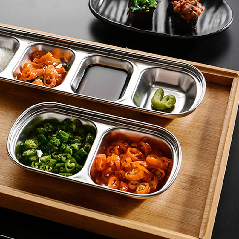 Stainless Steel Divided Dip Bowls
